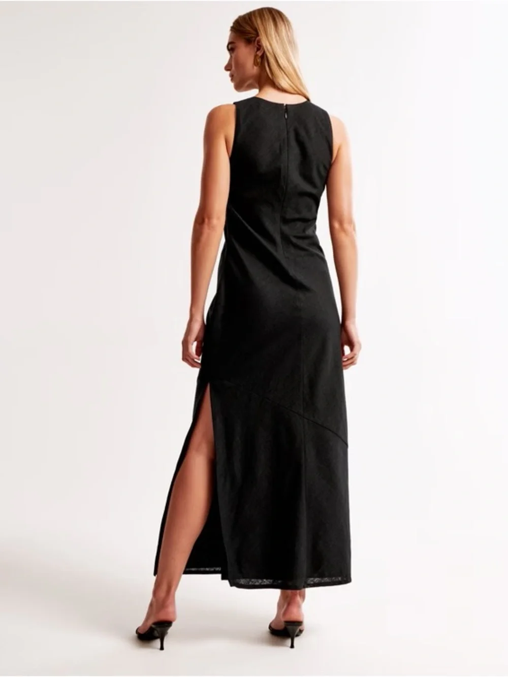 A&F High-Neck Linen-Blend Maxi Dress